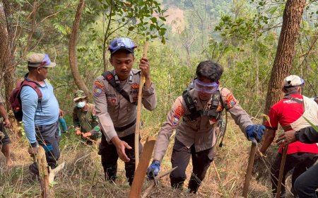 Gerak Cepat Polres Nganjuk dan Tim Gabungan Jinakkan Api, Karhutla di Gunung Wilis Padam